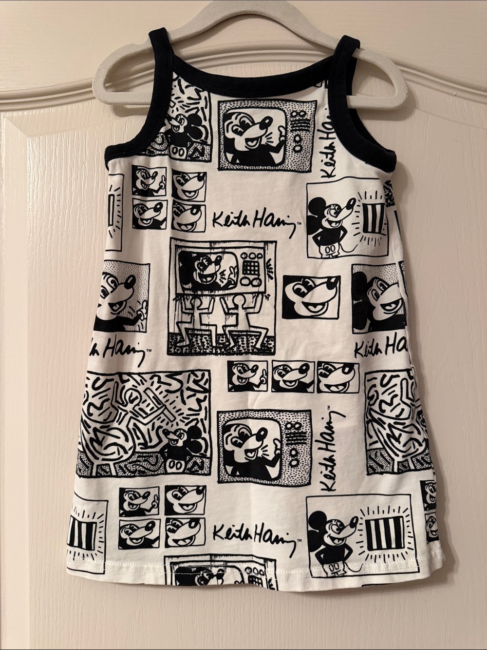 H&M Black & White Keith Haring-Style Graphic Tank Dress for Kids